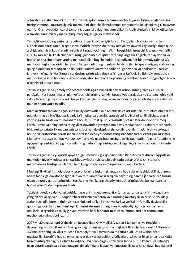 Oʼzbekistonning eng yangi tarixi” oʼquv fanining predmeti, maqsadi, vazifalari, nazar 3