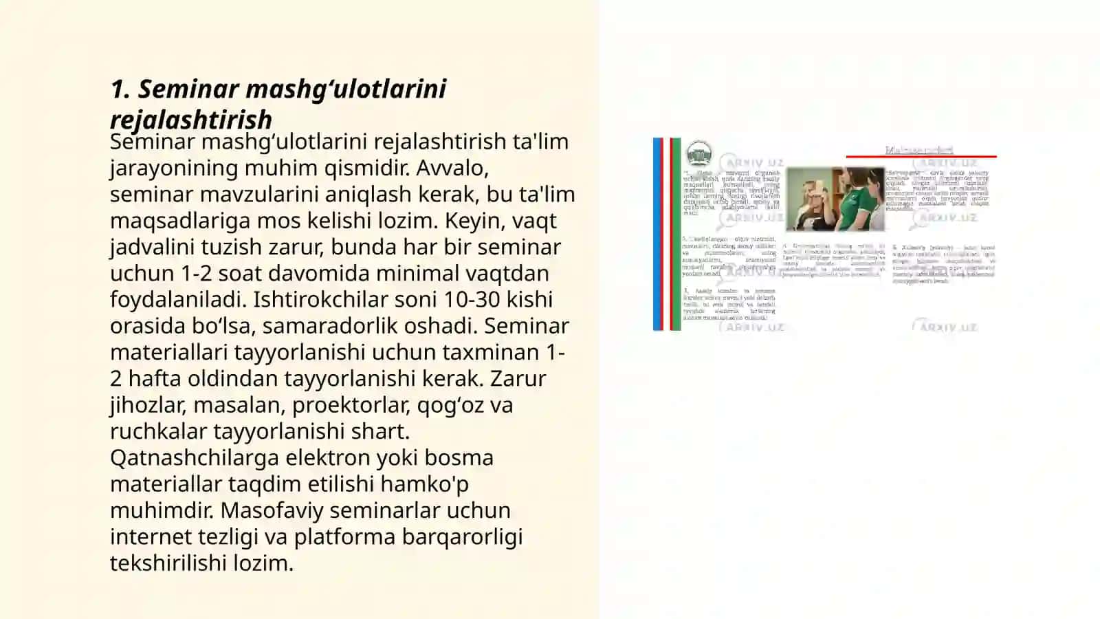 Seminar mashgʻulotlarini oʻtkazish metodikasi 3