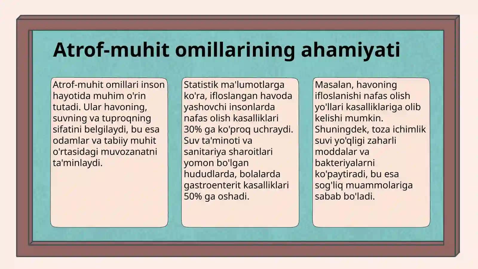 Atmosferahavosi,suv,tuproqningnomuvofiqomillarinigigienikreglamentlashgabo'lganumumiyyondoshishlar 3