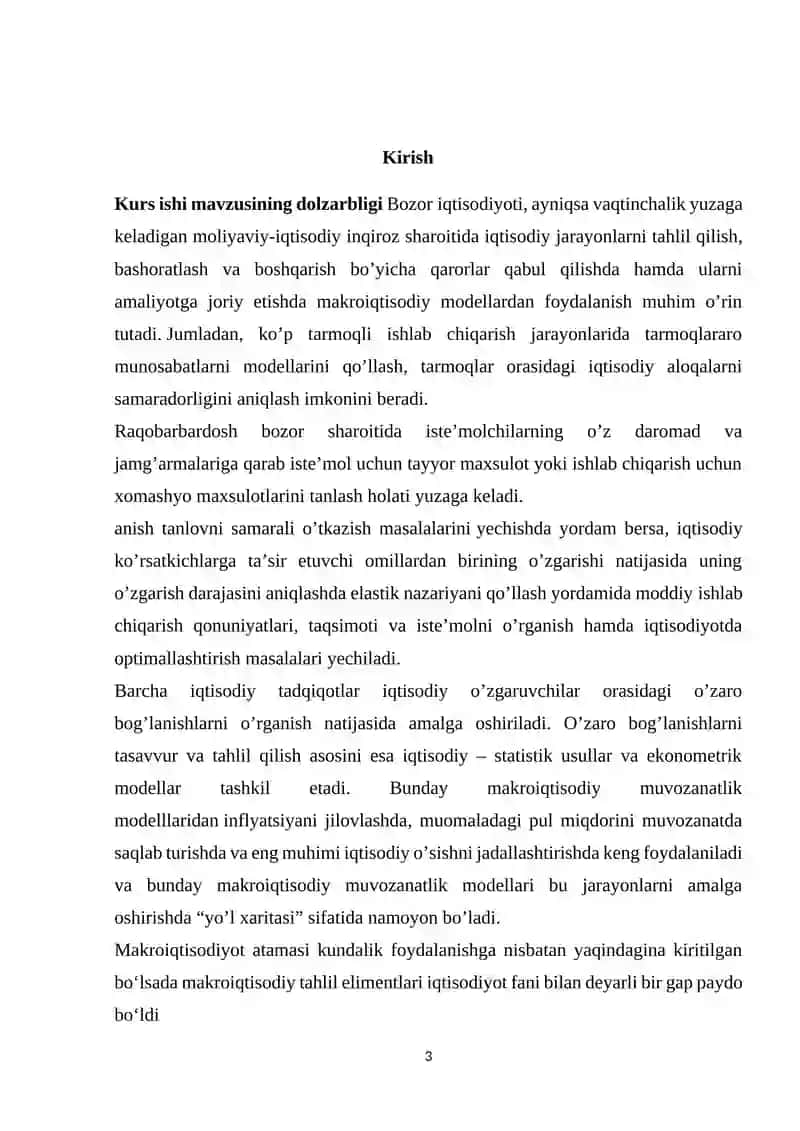 Asosiy makroiqtisodiy modellarning qiyosiy tahlili 3