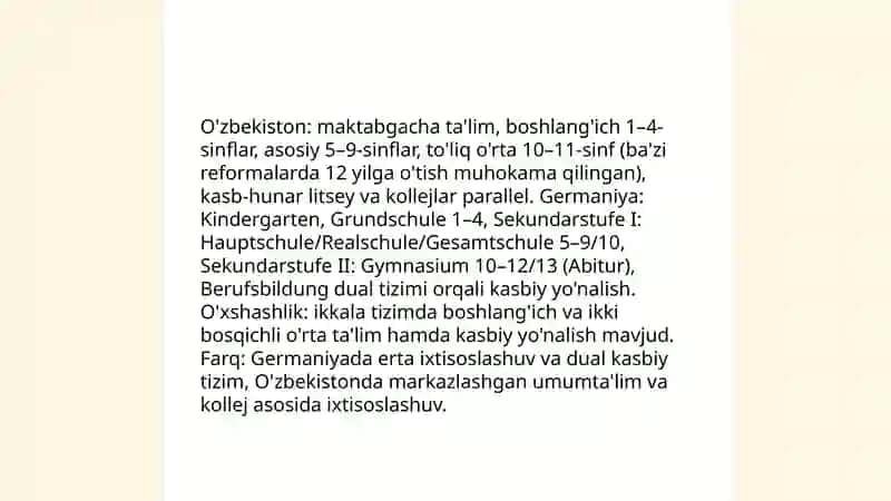 O'zbekiston ta'limi va Germaniya ta'limi o'xshashligi va farqlari 3