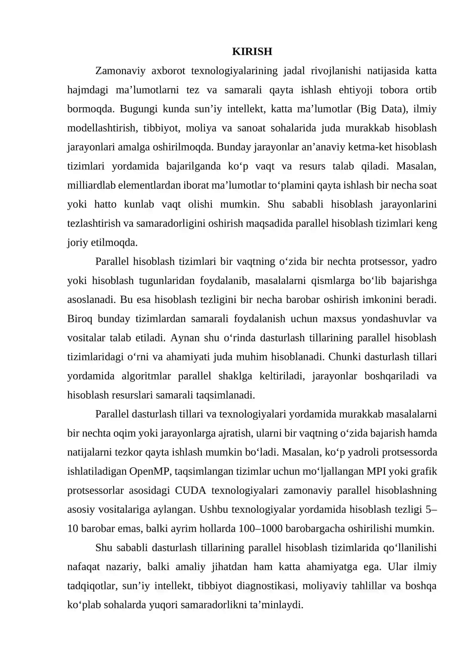 Dasturlash tillarining parallel hisoblash tizimlaridagi qo’llanilish ahamiyati 3