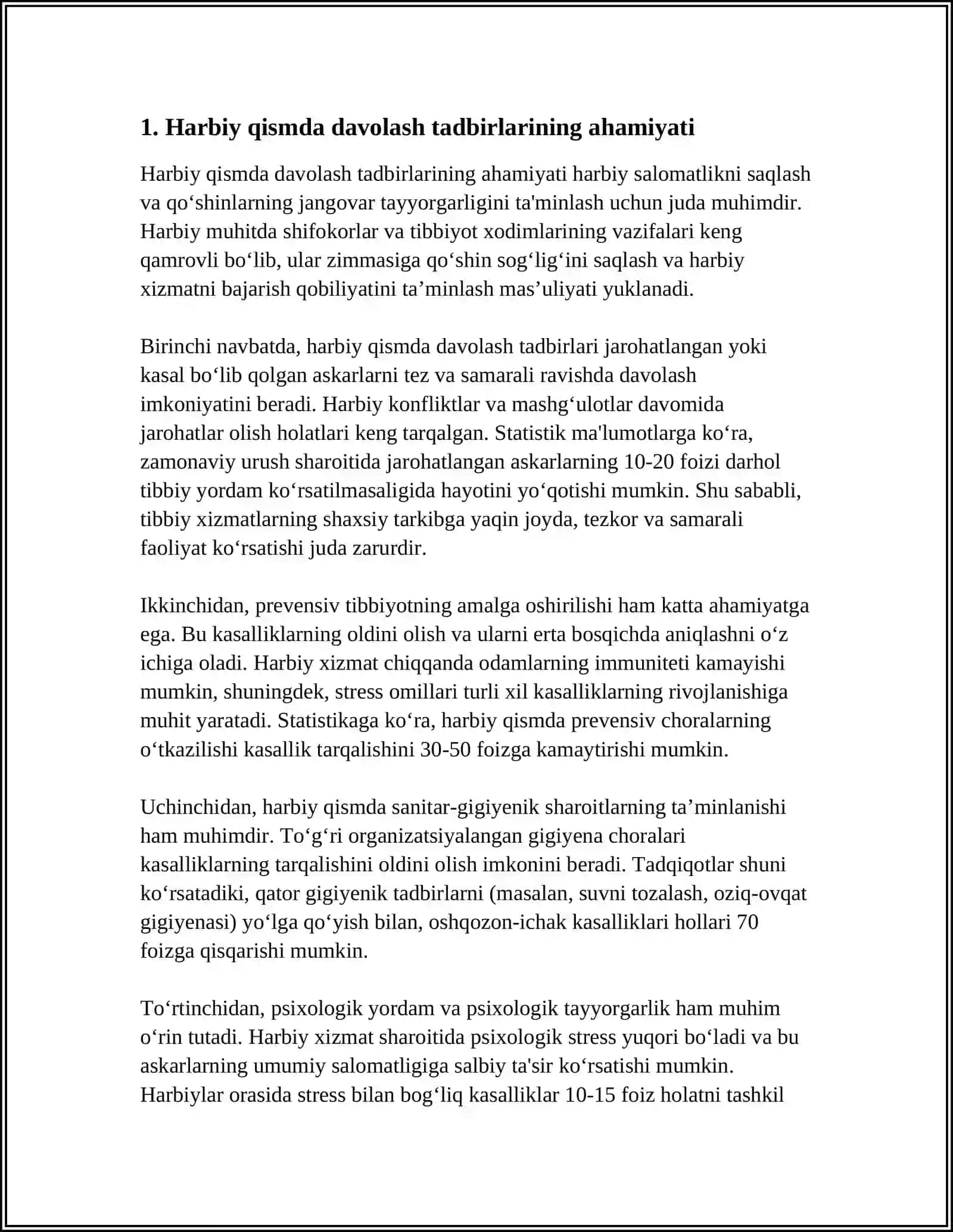 HARBIY QISMDA DAVOLASH - PROFILAKTIKA TADBIRLARINI QIYOSIY XILMA-XILLIGI 3
