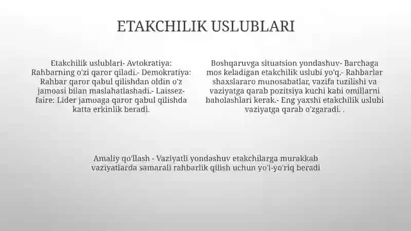 Menejmentda Tizimli Vaziyatli Yondashuv. Amaliy Ishlanma 3