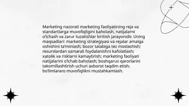 Marketing nazorati va uning turlari 3