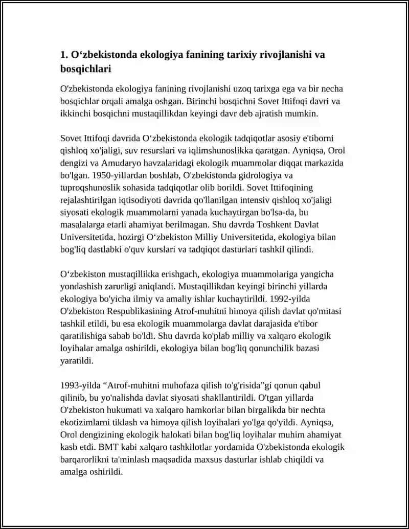 Oʻzbekistonda Ekologiya Fanining Rivojlanishi 3