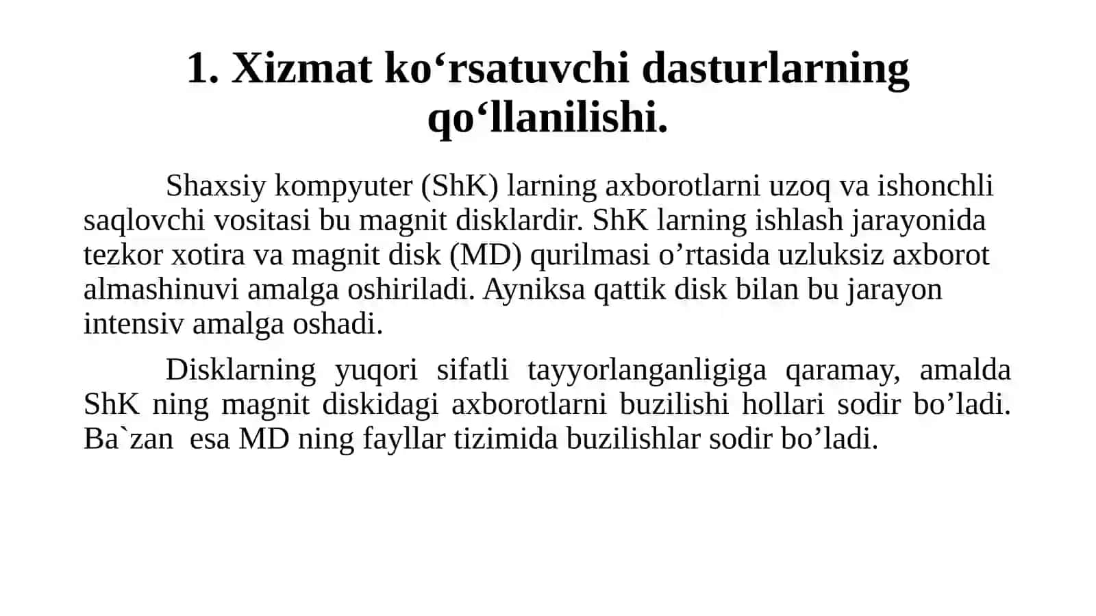 Disklarga xizmat ko’rsatuvchi dasturlar 3