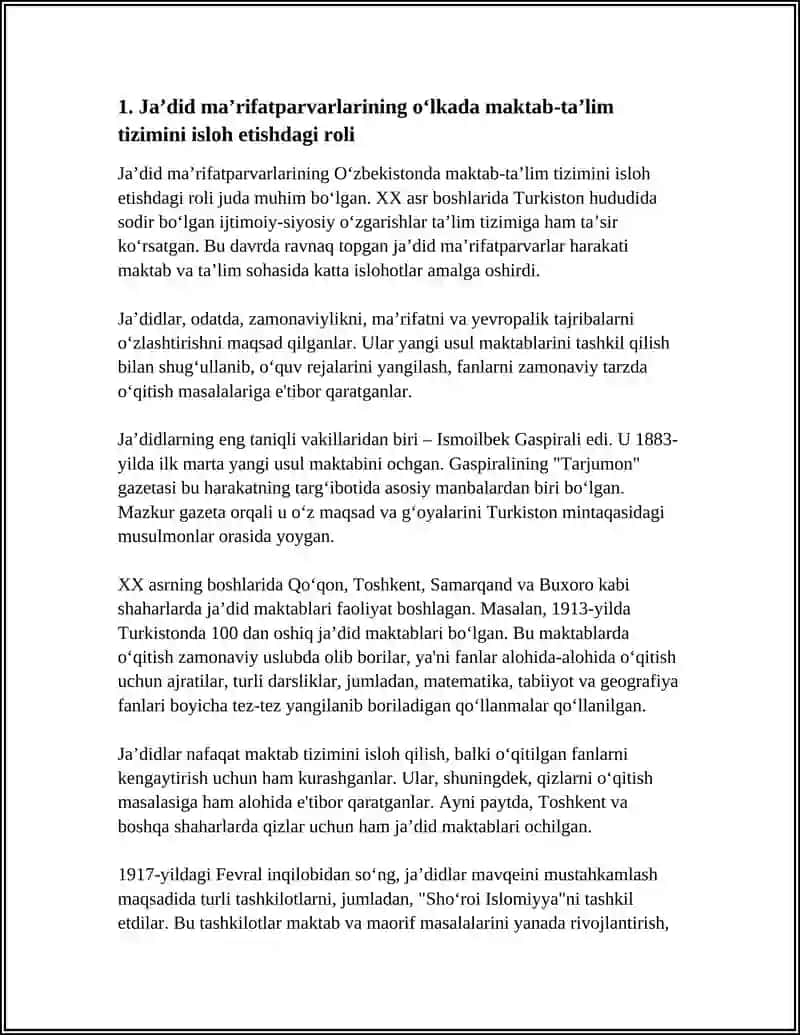JA’DID MA’RIFATPARVARLARINING O’LKA IJTIMOIY-MANAVIY HAYOTIDA TUTGAN O’RNI 3