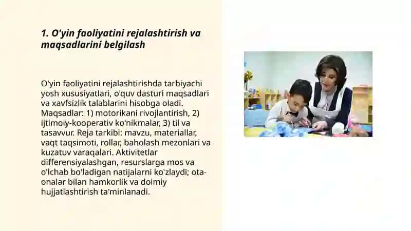 MTT tarbiyachisining o'yin faoliyatiga rahbarlik qilishi 3