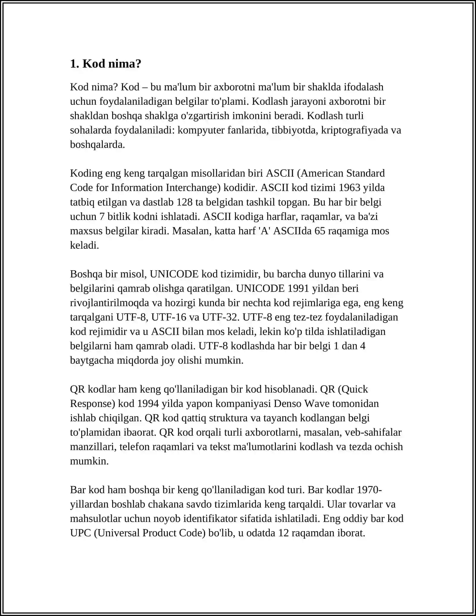KODLAR HAQIDA 3