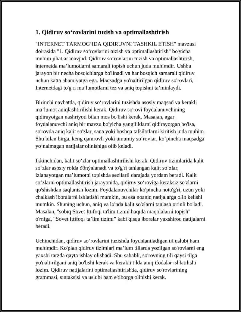 INTERNET TARMOGʻIDA QIDIRUVNI TASHKIL ETISH 3