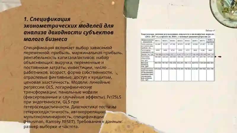 Использование эконометрических моделей при анализе деятельности субъектов малого бизнеса и частного предпринимательства 3