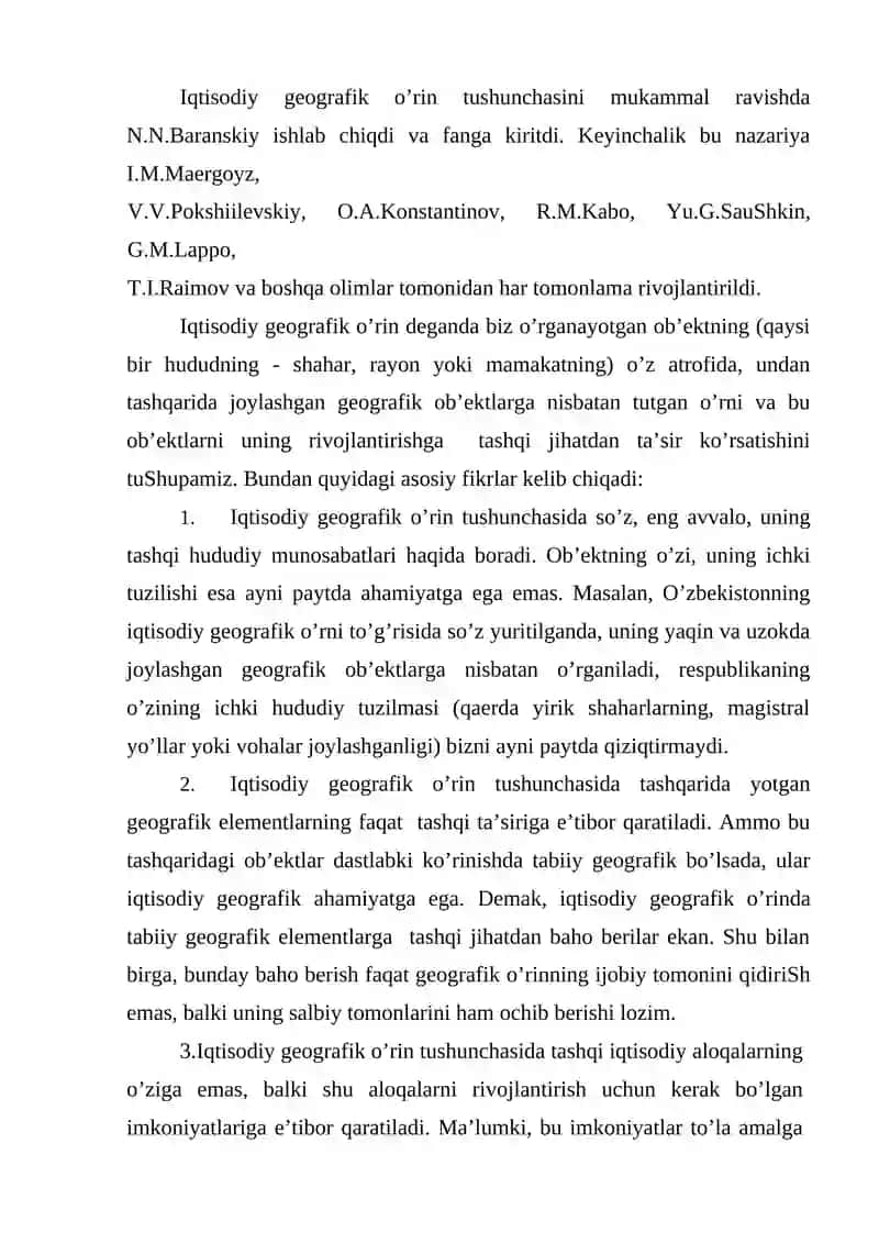 IQTISODIY GEOGRAFIK O'RIN VA UNING METODIK AHAMIYATI 3