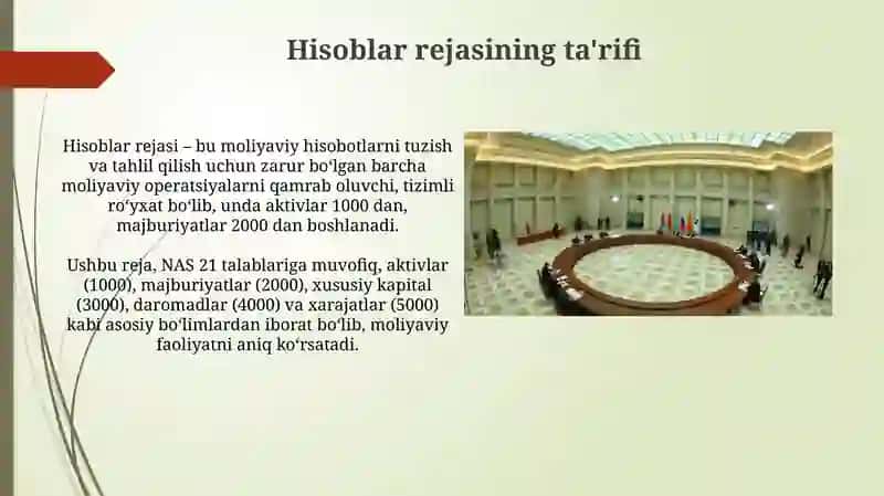 Buxgalteriya hisobining schyotlari rejasi (21-son BHMS) va uning tuzilishi hamdaoʻzarobogʻliqligi 3