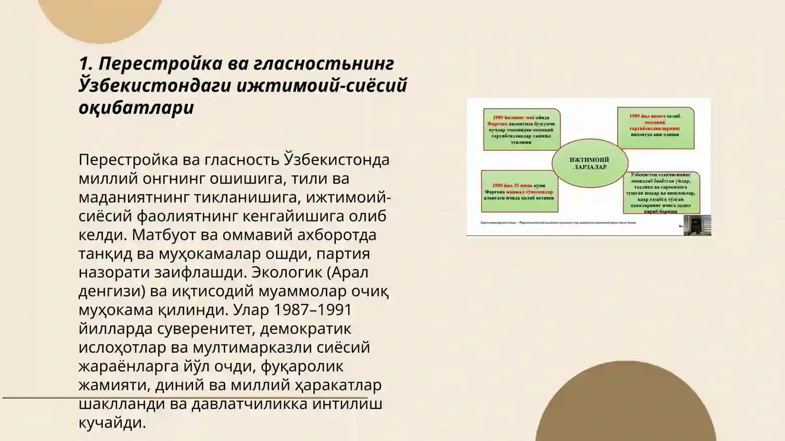 Перестройка ва гласностьнинг Ўзбекистондаги ижтимоий-сиёсий оқибатлари 3