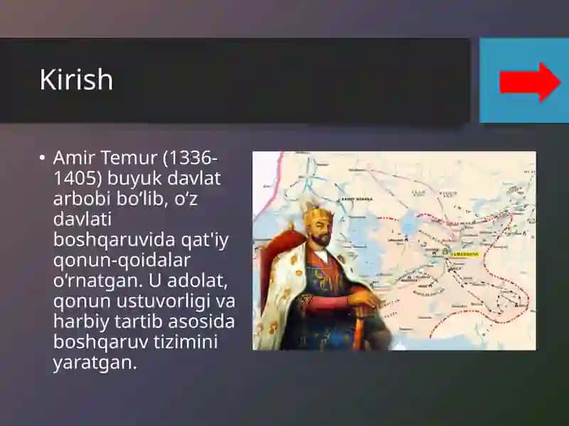 AMIR TEMUR DAVLATINING BOSHQARUVI 3
