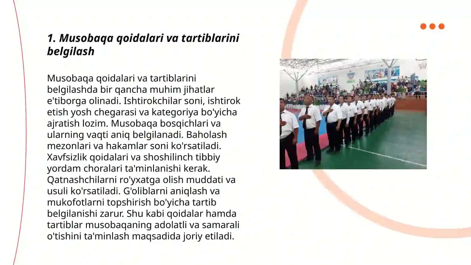 Musobaqa qoidalari va tartiblarini belgilash 3