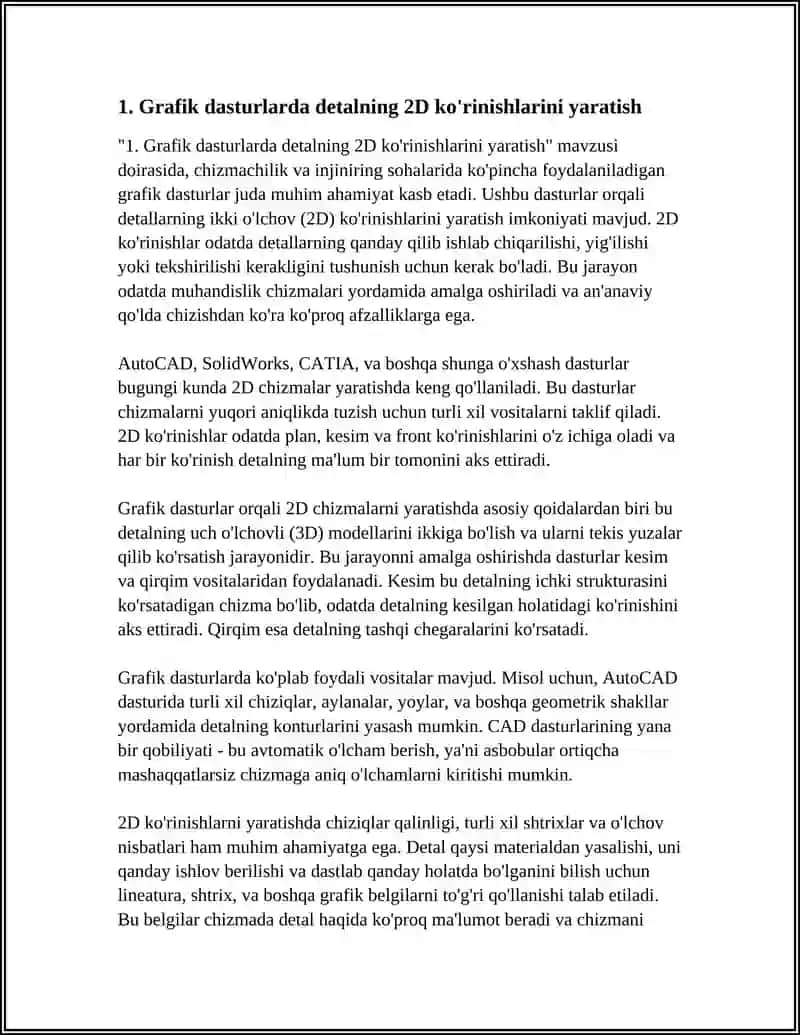 DETALNING GRAFIK DASTURLARI YORDAMIDA KORINISHLARI QIRQIM VA KESIM VA TASVIRLARNI YARATISH 3