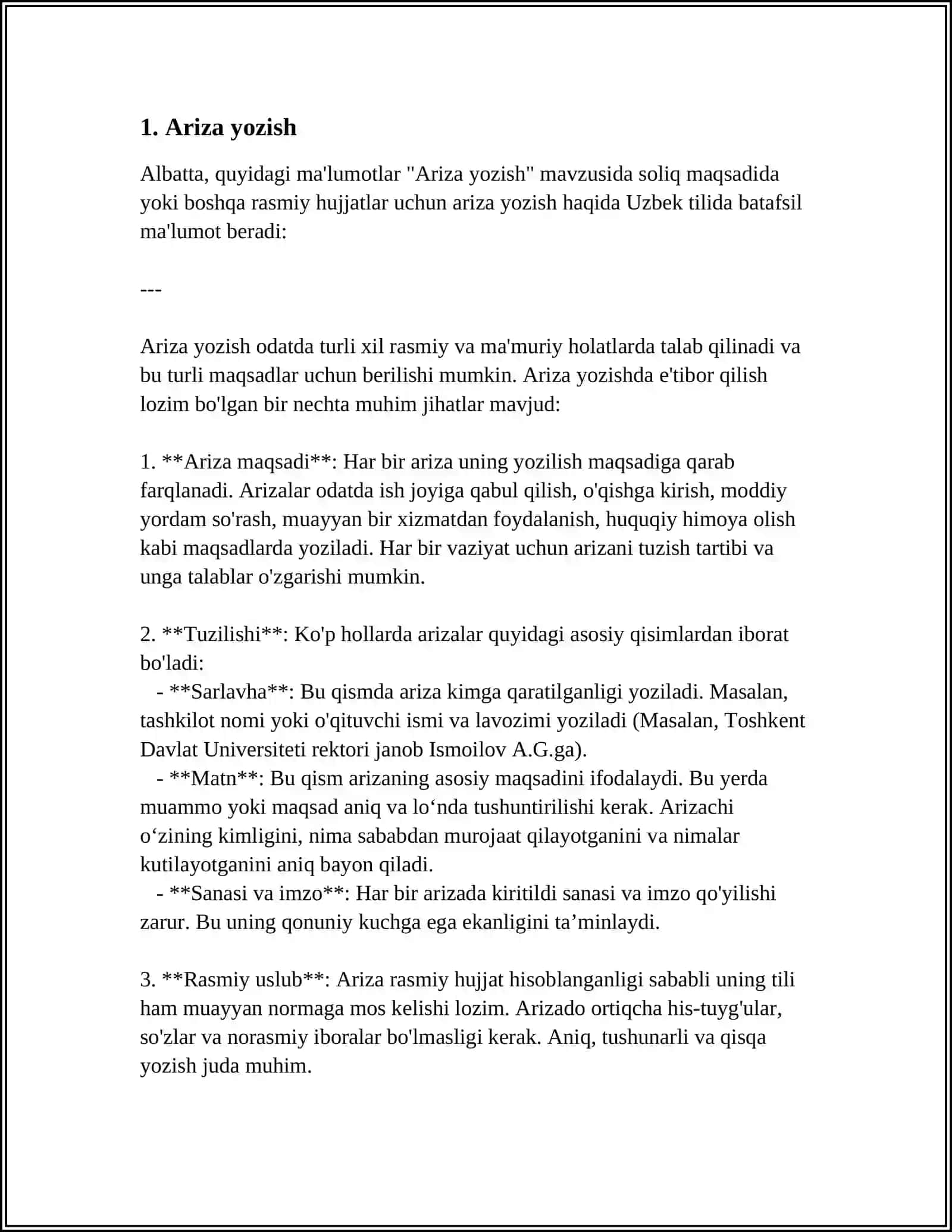 WORD MATN TAXIRLAGICHIDA TURLI XIL BLANKALAR YARATISH (ARIZA, KASALLIK KARTASI,ANALIZLAR BLANKASI VA H.K.) 3
