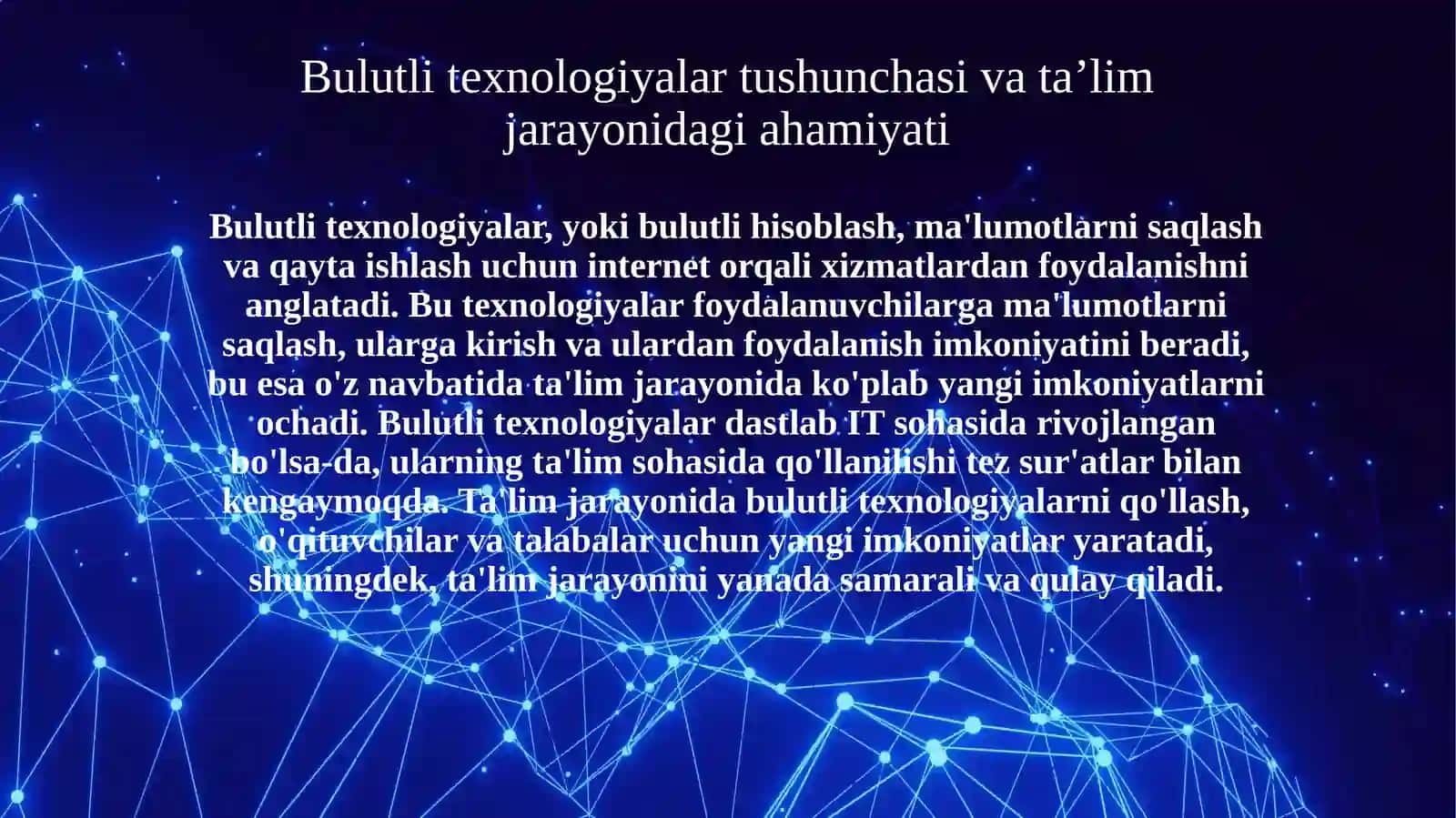 Ta’lim jarayonidabulutlitexnologiyalardanfoydalanish 3