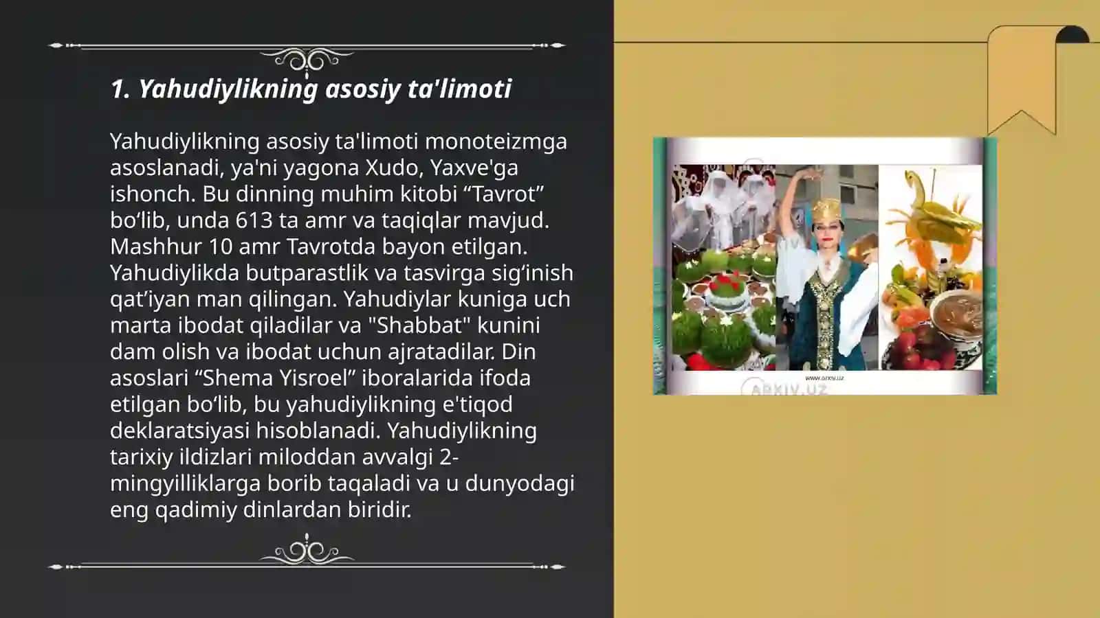 Yahudiylik ta'limoti, an'ana va marosimlari 3
