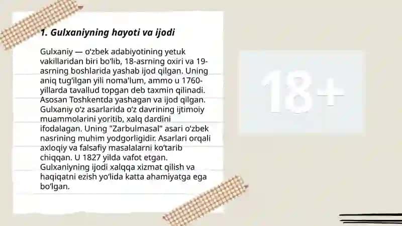 Gulxaniyning hayoti va ijodi 3