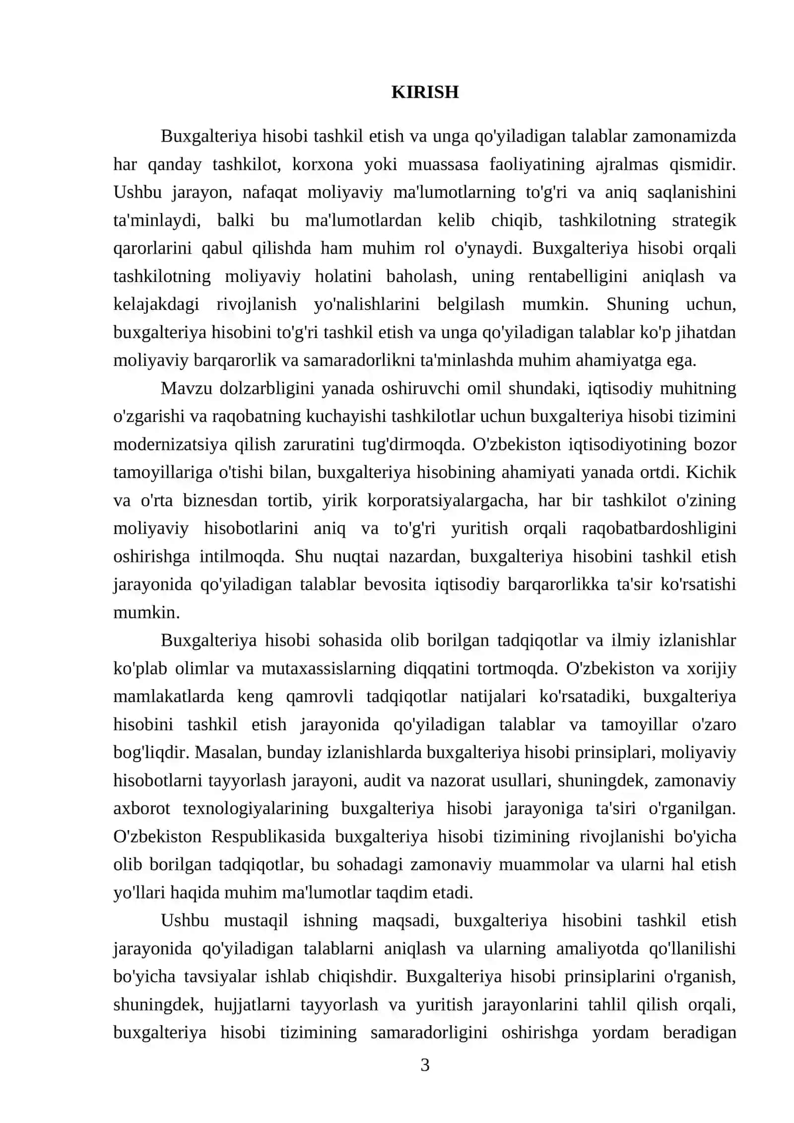 Buxgalteriya hisobini tashkil etish va unga qoyiladigan talablar 3
