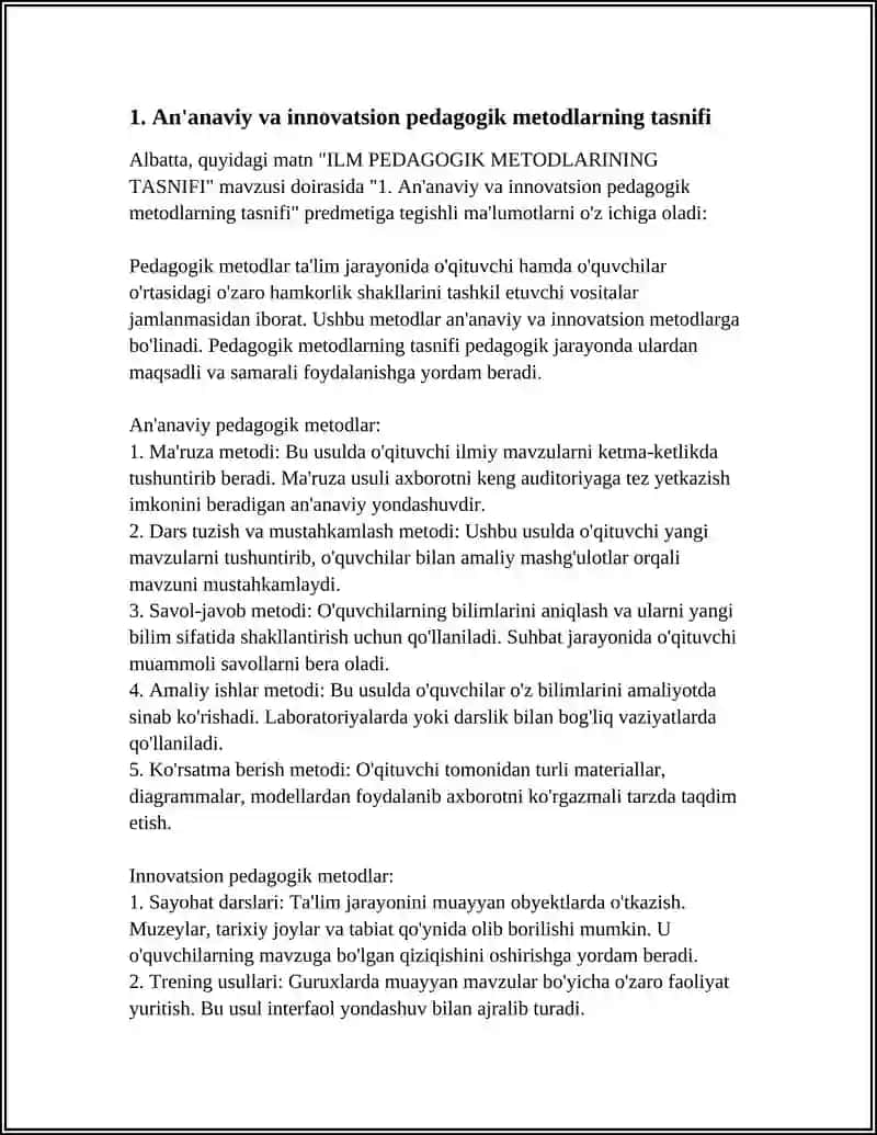 ILM PEDAGOGIK METODLARINING TASNIFI 3