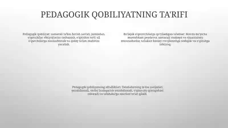 Pedagogik Qobiliyat. Bo‘Lajak O‘Qituvchilarni Tayyorlashga Qo‘Yiladigan Talablar 3
