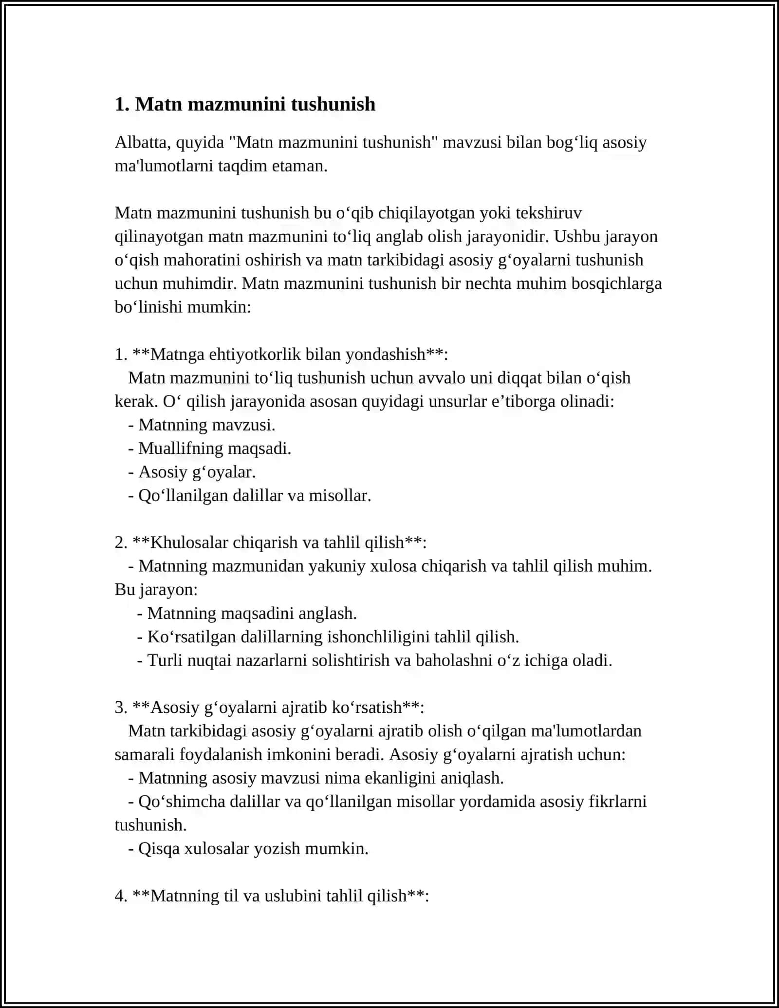MATNNI TAHLIL QILISH VA ASOSIY FIKRNI ANIQLASH 3