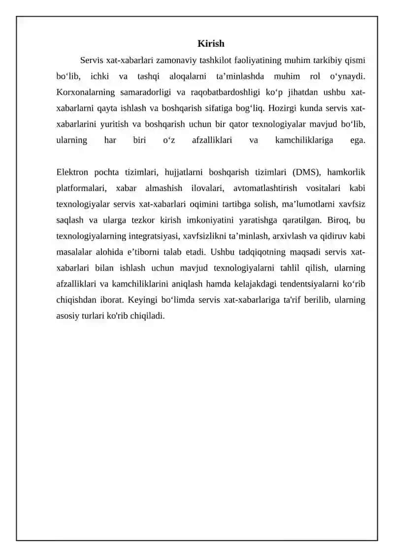 Xizmat yozishmalari bilan ishlash texnologiyalari 3