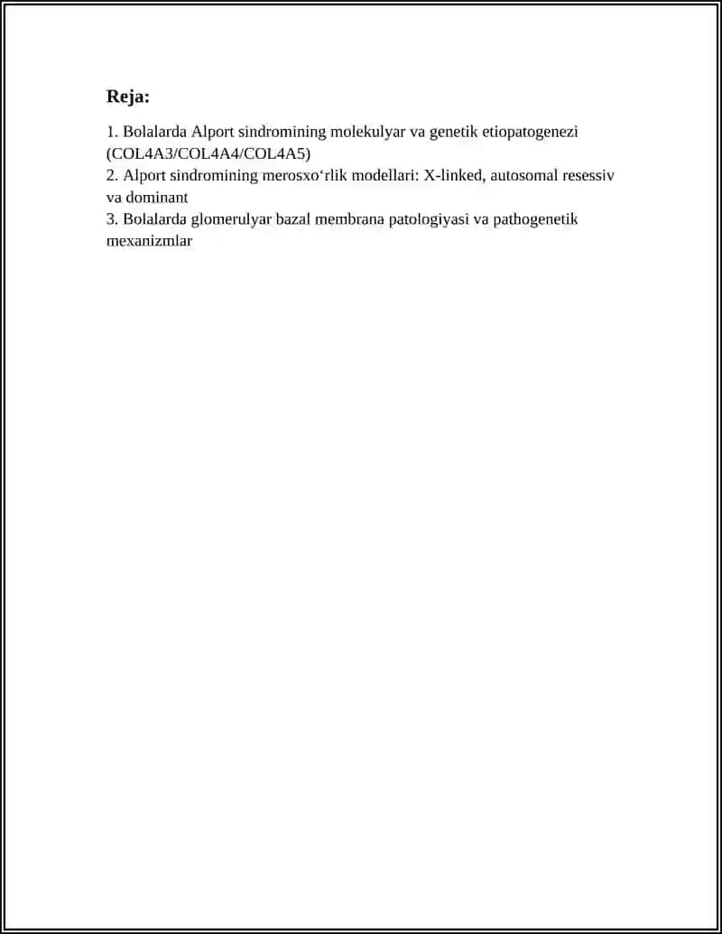 Bolalarda Alport Sindromi Etiopatogenezi 3