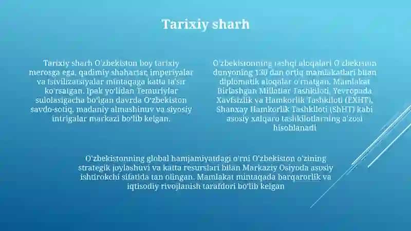 O'Zbekiston Xalqaro Aloqalari Va Jahon Hamjamiyatidagi O'Rni 3