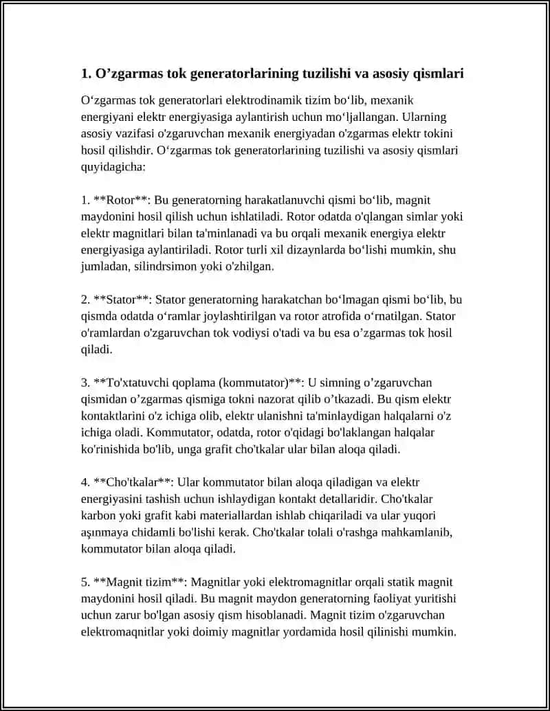 O'ZGARMAS TOK GENERATORLARI 3