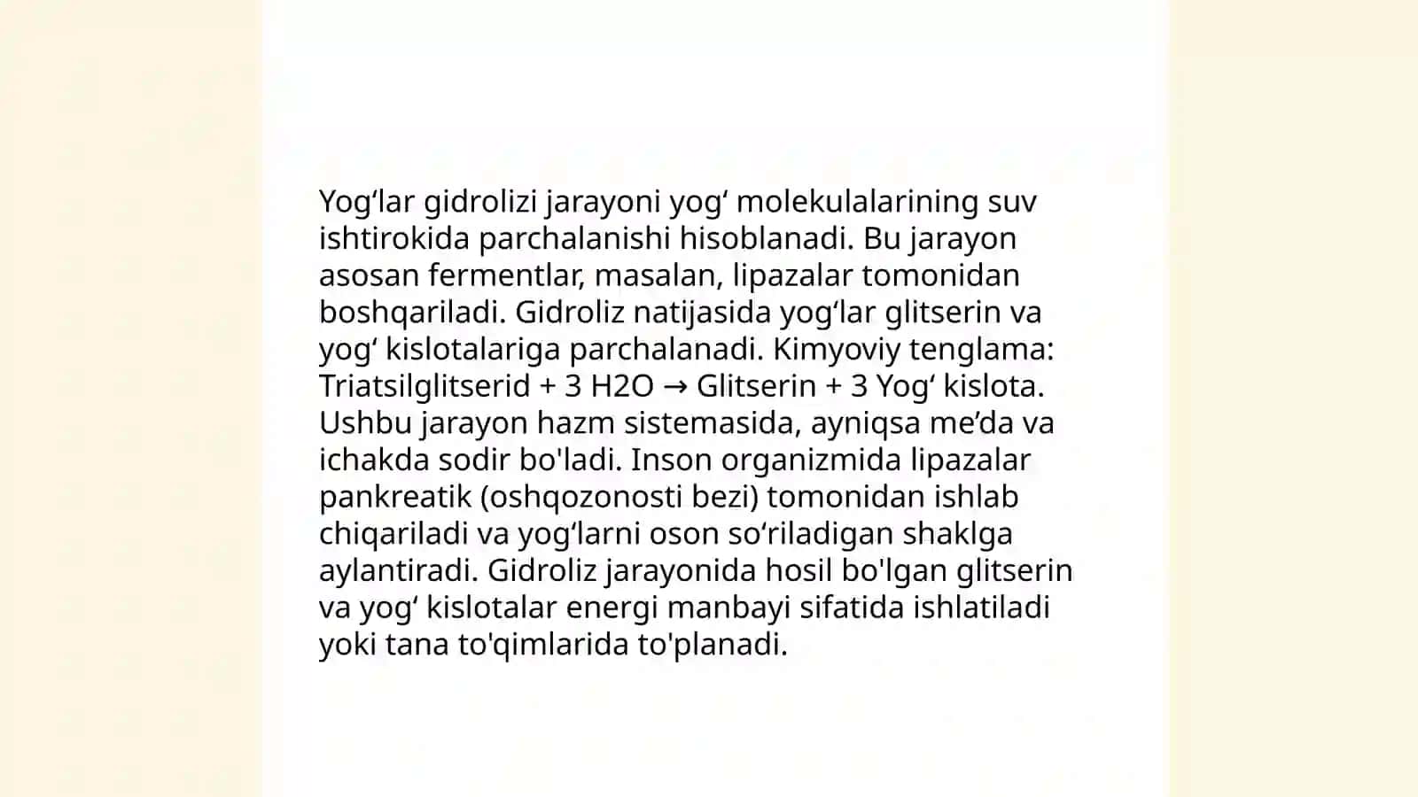 Yogʻlar gidrolizida ishtirok etuvchi fermentlar 3