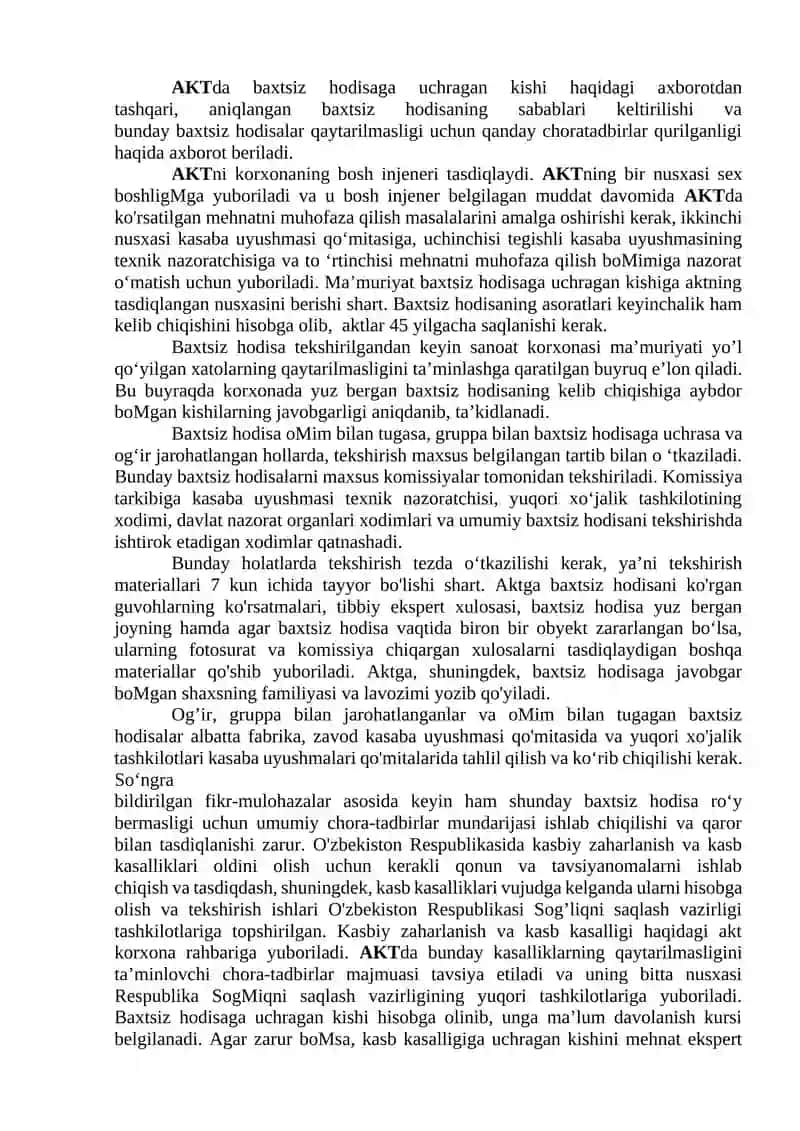 Ishlab chiqarishda sodir bo’ladigan baxtsiz xodisalar va kasb kasalliklari 3