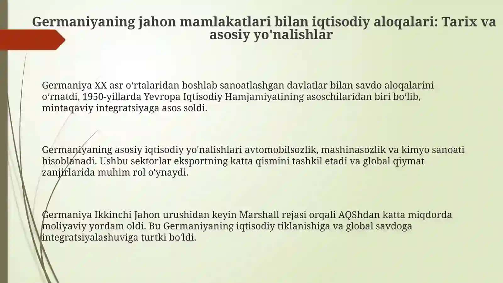 Germaniya Federativ Respublikasi jahon mamlakatlar bilan iqtisodiy munosobatlari 3