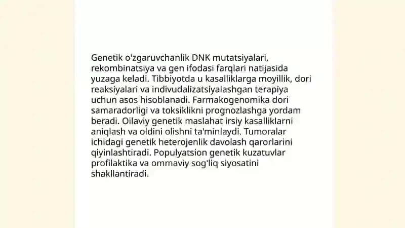 Ozgaruvchanlik xillari va tibbiyotdagi roli 3