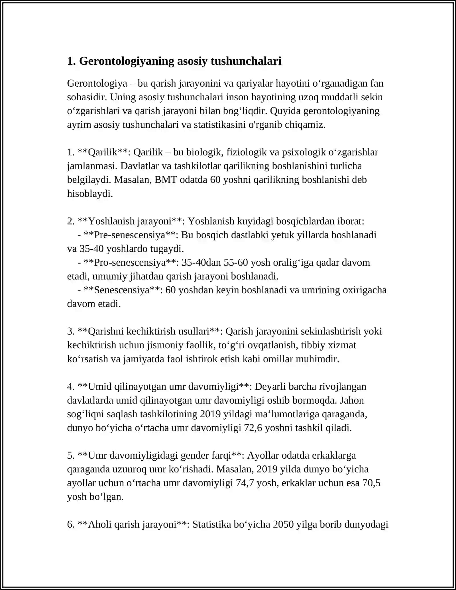 GERONTOLOGIYA FANI NIMANI ÒRGANADI 3
