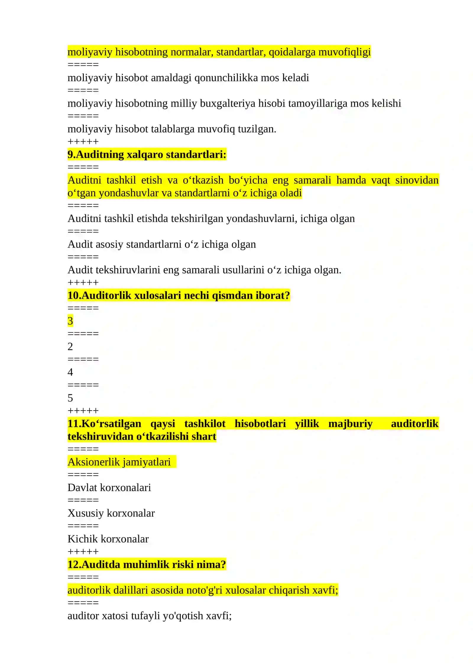 Bank auditi yakuniy test 2025/2026 3