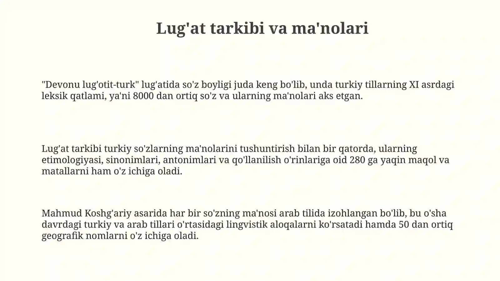 "Devonu lug'otit-turk" asari lug'atlaridan namunalar yozish (100 dona) 3