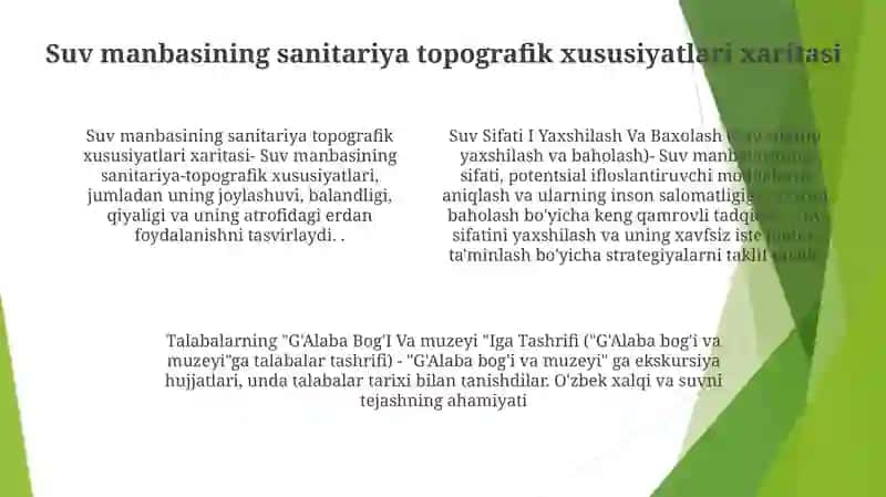 Suv Manbasining Sanitazriya Topografik Xususiyatlari Xaritasi 3