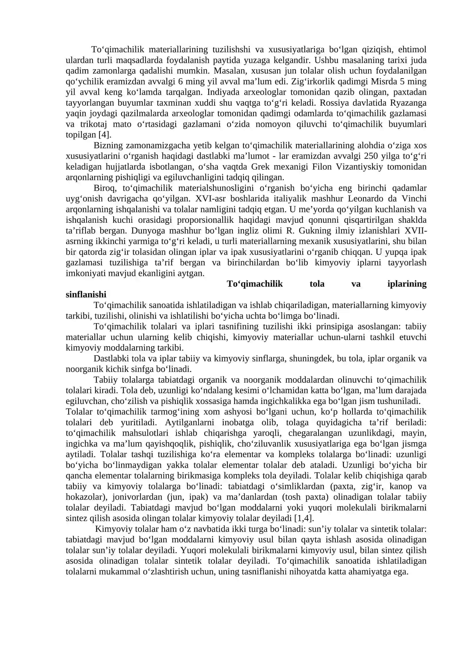 Tikuvchilik materialshunosligi to‘g‘risida umumiy ma’lumotlar. Tabiiy va kimyoviy tolalarni olinishi va ishlatilishi 3