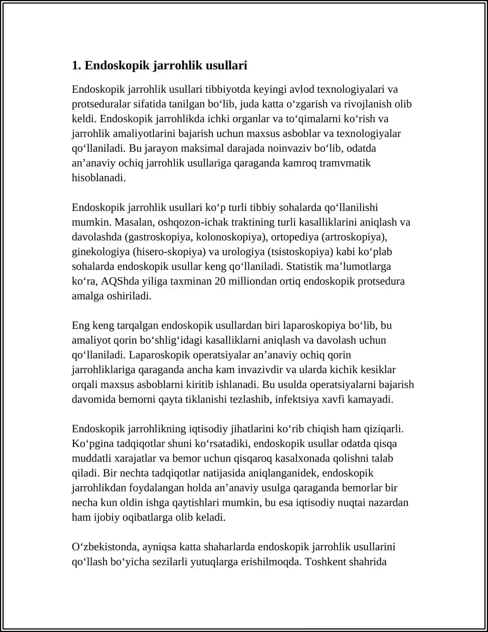 TIBBIYOTDA ENDOSKOPIK USULLARNING QOLLANISHI 3