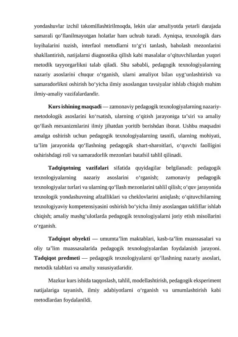 Pedagogik texnologiyalar va ularni o'qitish jarayonida qo'llashning pedagogik asoslari 3