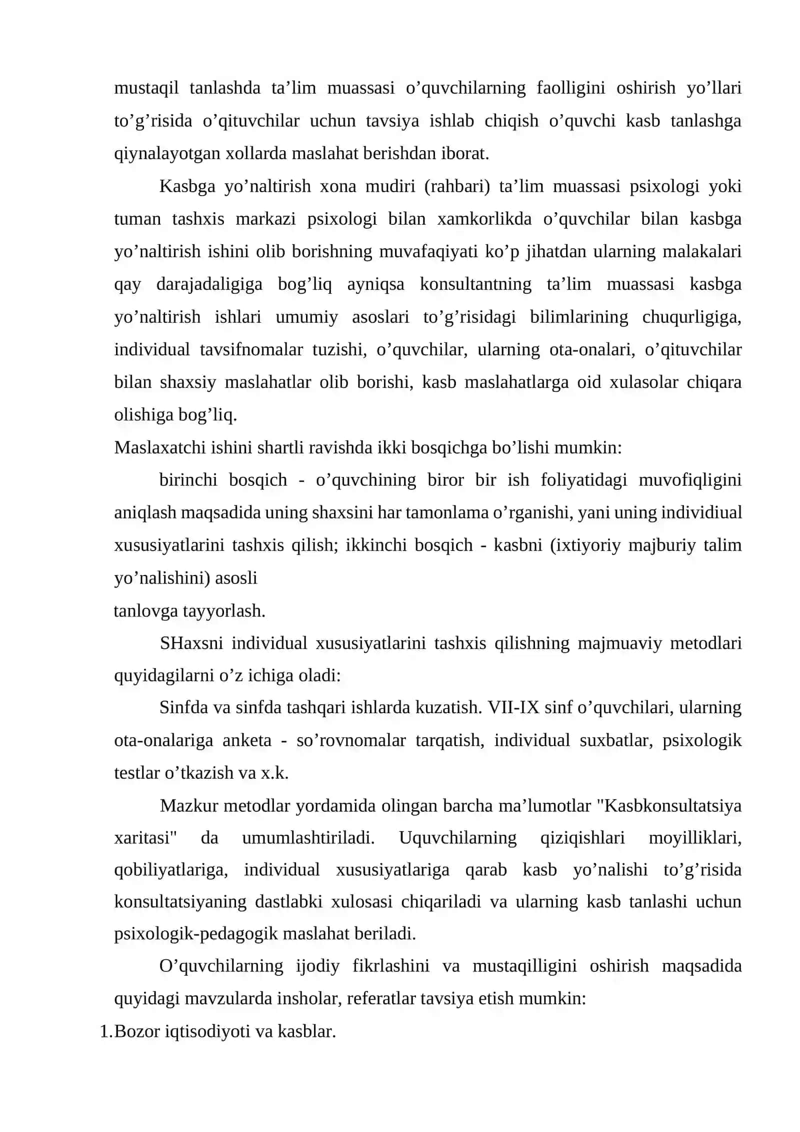 Kasb-hunarga yo’naltirish bo’yicha ta’lim muassasasi jamoasining faoliyati 3