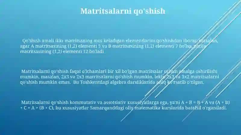 Matrisa tushunchasi. Matrisalar ustida amallar 3