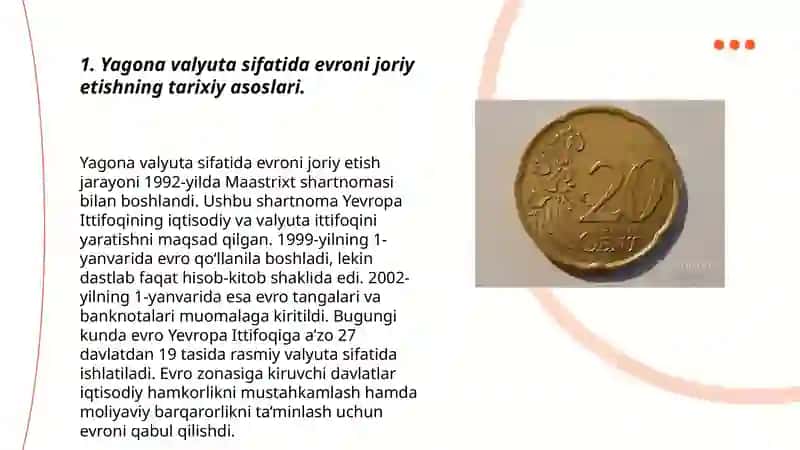 Evropa iqtisodiy va valyuta Ittifoqiga a’zo mamlakatlarning yagona valyutasi evro:kirish bosqichlari, xalqaro funktsiyalarni rivojlantirish istiqbollari 3