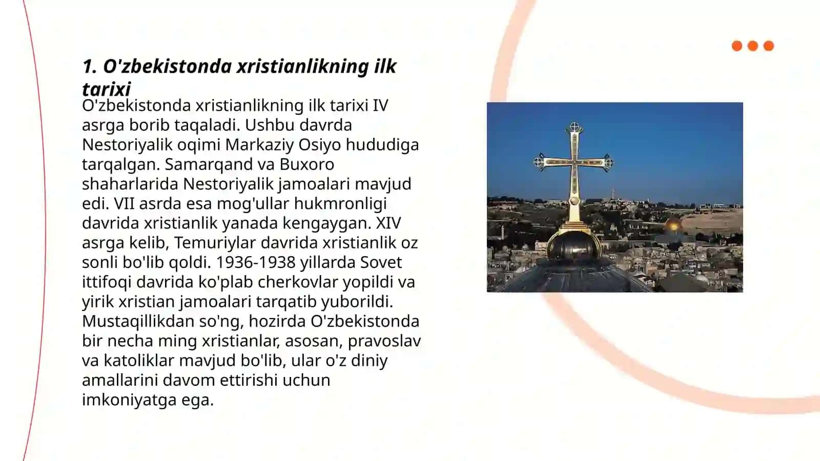 O'zbekistonda xristian dinining tarixi va hozirgi zamon 3