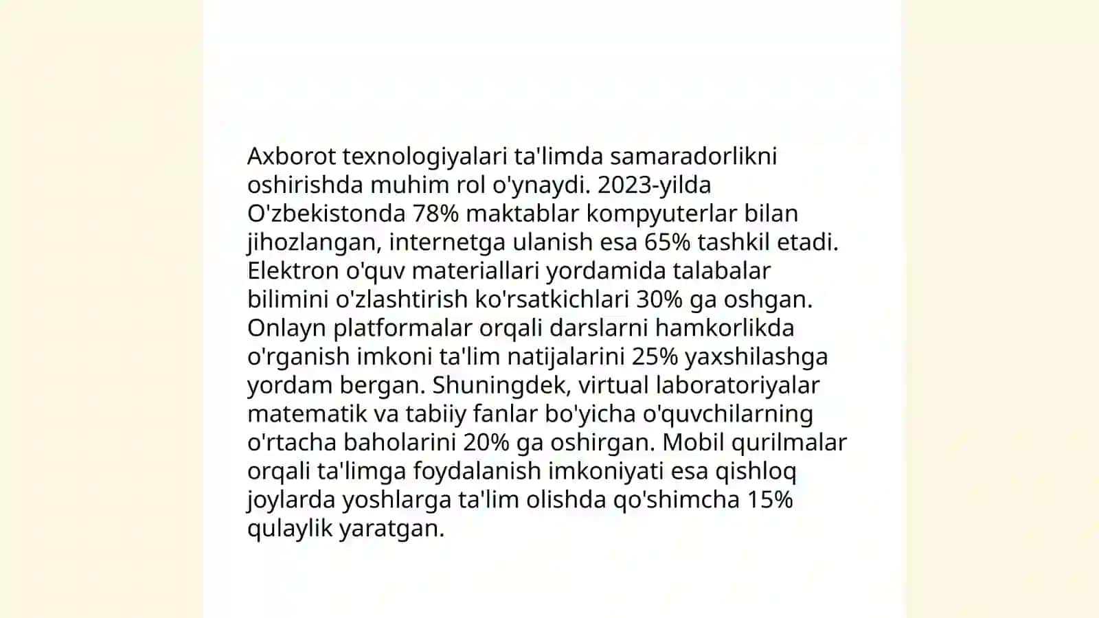 Ta'lim tarbiya jarayonida axborot texnologiyalaridan foydalanishning imkoniyatlari 3
